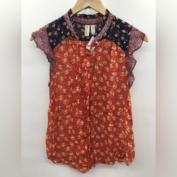 Meadow Rue Anthropology Blouse, Color: Red, Size: 4 - Picture 1 of 3